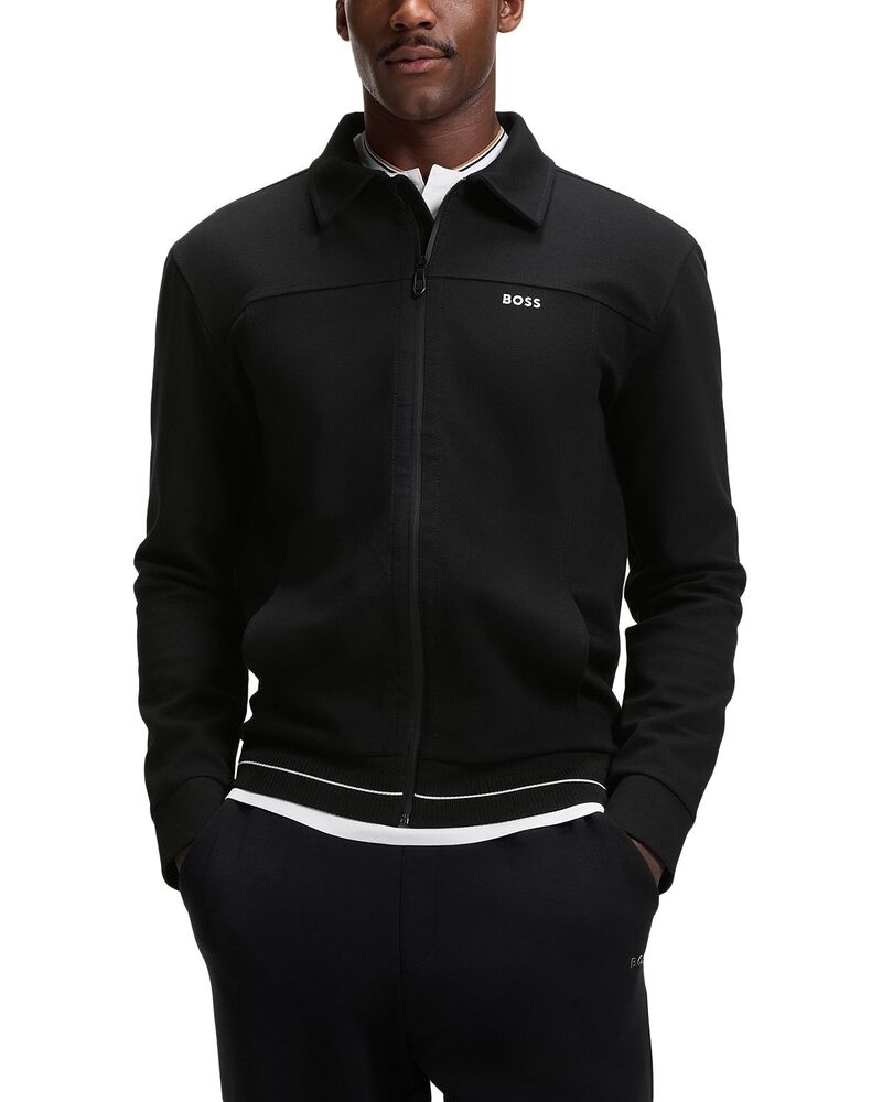 ボス メンズ アウター ジャケット・ブルゾン ロゴ BOSS Logo Member Full Zip Jacket Black ブラック｜ReVida 店