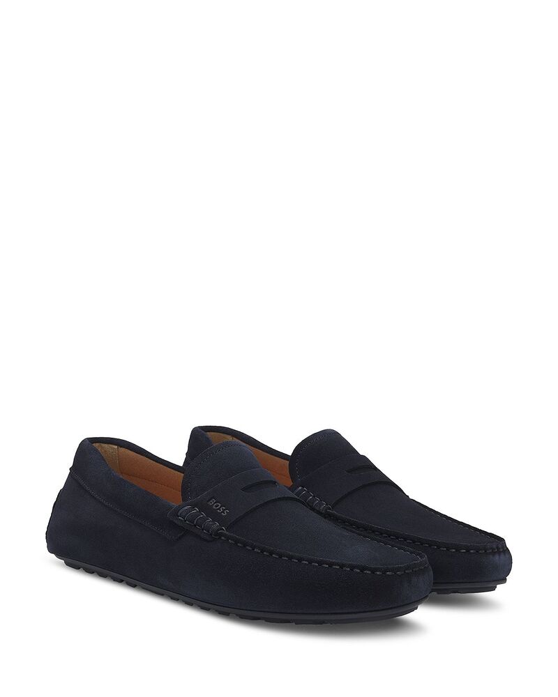 ボス メンズ シューズ スリッポン・ローファー BOSS Men's Noel Slip On Penny Loafer Moccasins Dark Blue ブルー｜ReVida 店 44,720円