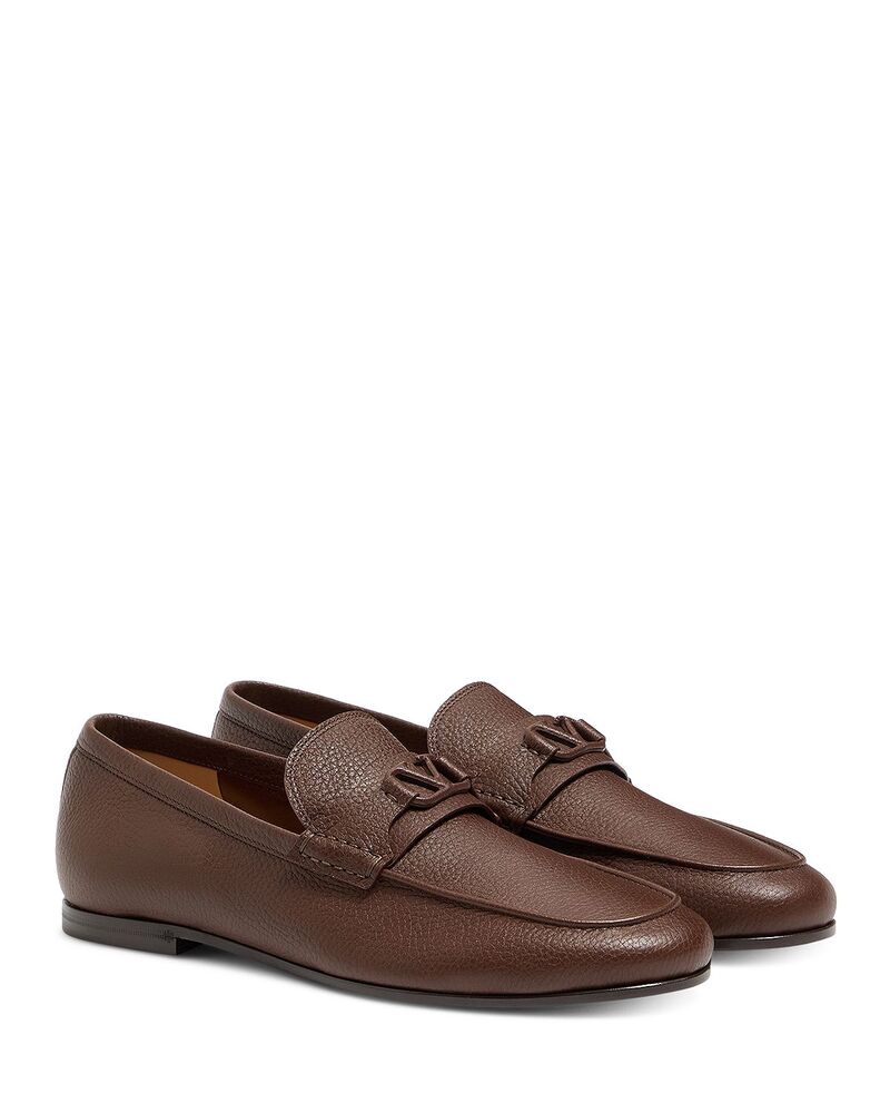 ヴァレンティノ メンズ シューズ スリッポン・ローファー レザー Valentino Garavani Men's Leather Loafers Dark Brown ブラウン｜ReVida 店