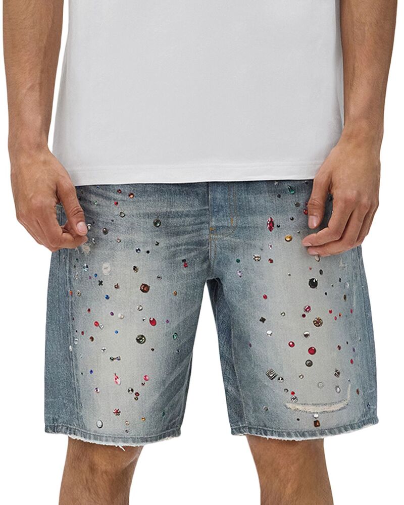 パープルブランド メンズ ボトムス ハーフパンツ・ショーツ ショートパンツ Purple Brand Cyanine Jewel Jean Shorts in Light Indigo Light Indigo インディゴ|ReVida 店