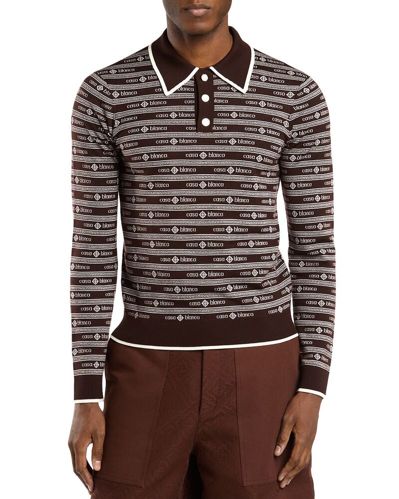 カサブランカ メンズ トップス ポロシャツ ロゴ Casablanca Logo Stripe Polo Shirt Dark Brown ブラウン｜ReVida 店 107,400円