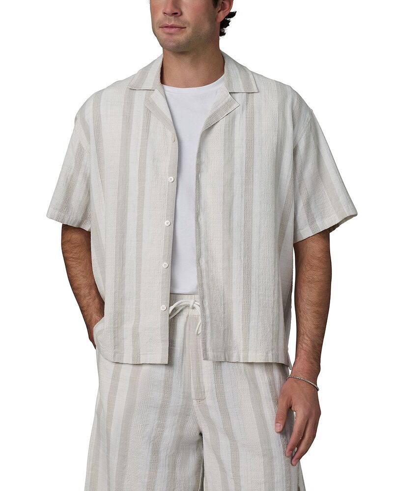 ジョーズジーンズ メンズ トップス シャツ コットン リネン Joe\'s Jeans Cotton Linen Cabana Dobby Stripe Shirt Grey Stripe グレー|ReVida 店