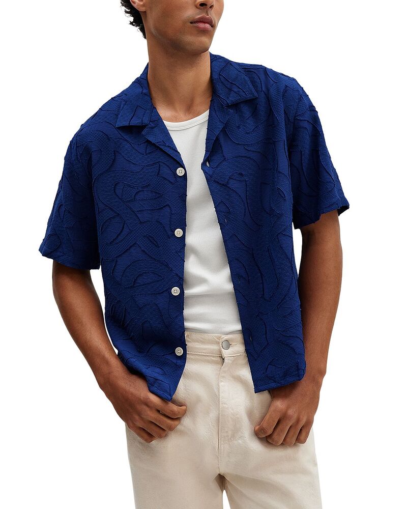 ワックスロンドン メンズ トップス シャツ グラフィック Wax London Curzon Weaving Shapes Graphic Shirt Blue ブルー|ReVida 店