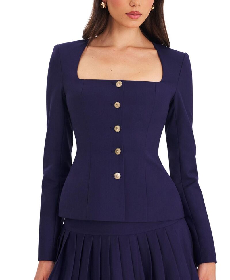 ミスサークル レディース アウター ジャケット・ブルゾン ブレザー Miss Circle Skyla Square Neckline Peplum Blazer Indigo インディゴ｜ReVida 店 31,070円