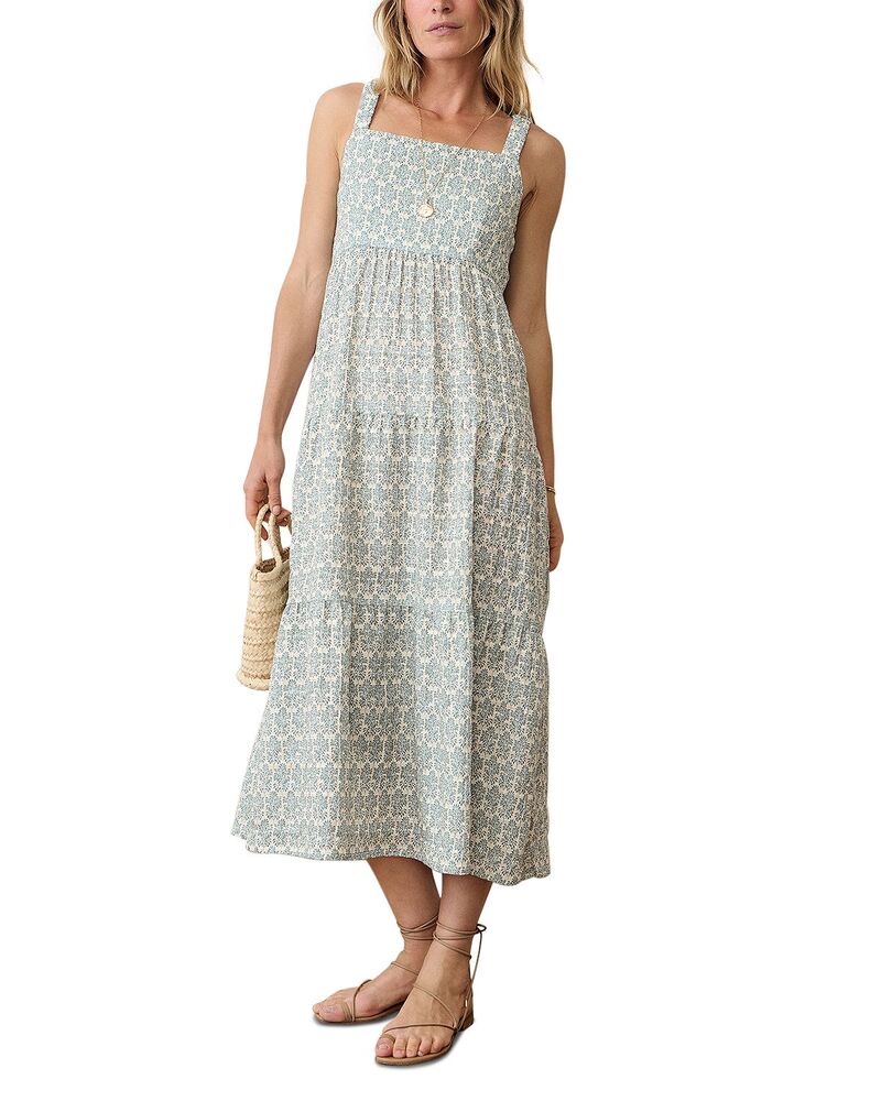 マリーン レイヤー レディース トップス ワンピース ティアード ミディ Marine Layer Alana Tie red Midi Dress Mediterranea Block Print｜ReVida 店 32,370円