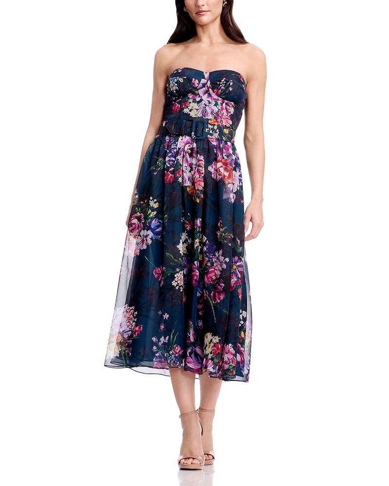 ドレスザポプレーション レディース トップス ワンピーストラップレス Dress the Population Jenny Straplessweetheart Fit & Flare Dress Peacock Bllue Multi マルチカラー｜ReVida 店