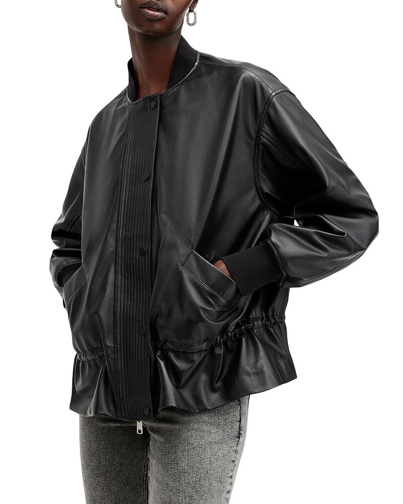 オールセインツ レディース アウター ジャケット・ブルゾン レザー ALLSAINTSofi Leather Bomber Jacket Black ブラック｜ReVida 店