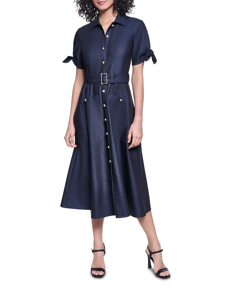 カール ラガーフェルド レディース トップス シャツ ミディ デニム KARLAGERFELD PARIS Beltedenimidi Shirt Dress Indigo インディゴ|ReVida 店