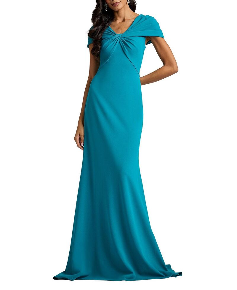タダシショージ レディース トップス ワンピース Tadashi Shoji Rafner Twist Neck Gown Deep Aqua アクア|ReVida 店