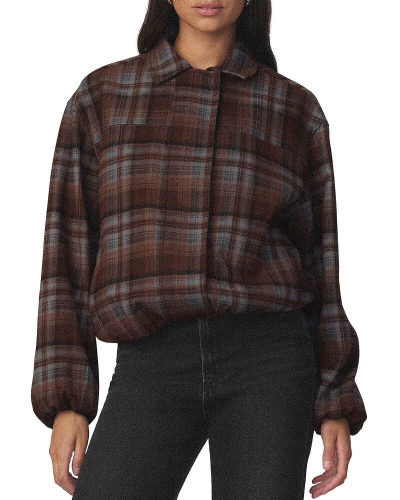 ジョーズジーンズ レディース アウター ジャケット・ブルゾン Joe\'s Jeans The Bella Bomber Jacket Brown/Blue Plaid ブルー｜ReVida 店