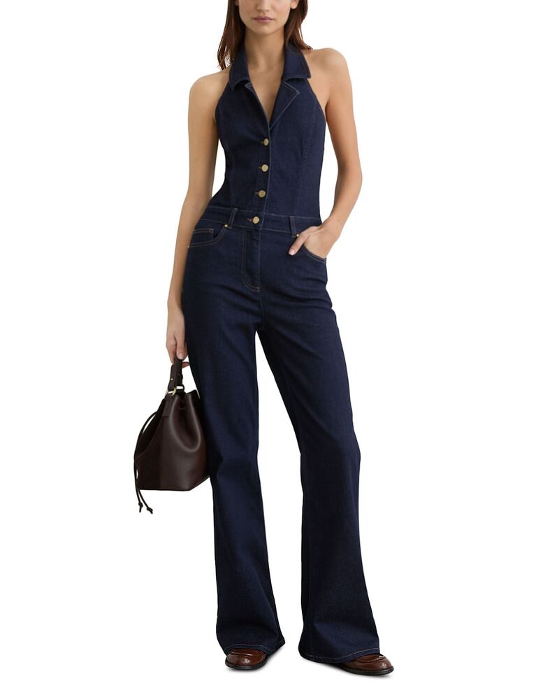 レイス レディース トップス ジャンプスーツ デニム REISS Lolita Denim Jumpsuit Indigo Blue インディゴ｜ReVida 店