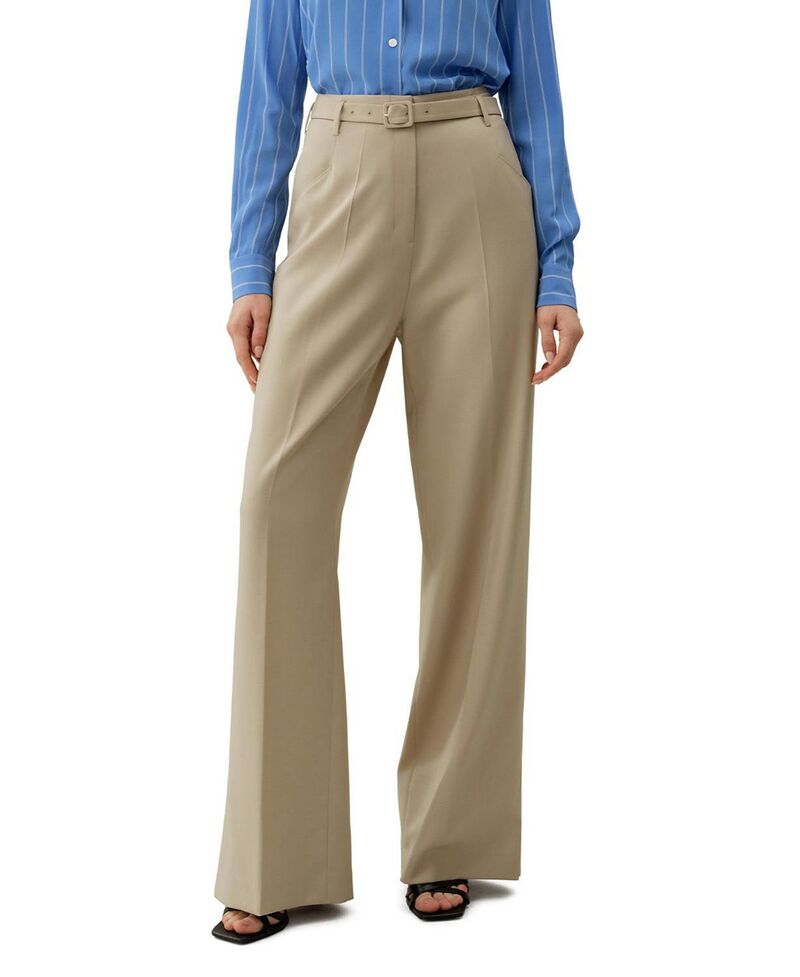 リリーシルク レディース ボトムス カジュアルパンツ ウール ハイウエスト LILYSILK Wool High-Waisted Wide-Leg Pant Almond|ReVida 店