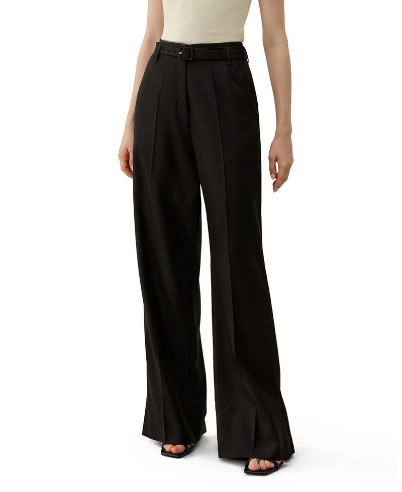 リリーシルク レディース ボトムス カジュアルパンツ ウール ハイウエスト LILYSILK Wool High-Waisted Wide-Leg Pant Black ブラック|ReVida 店