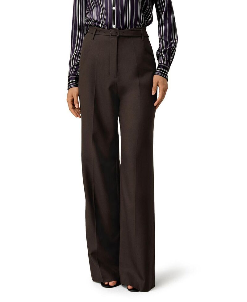 リリーシルク レディース ボトムス カジュアルパンツ ウール ハイウエスト LILYSILK Wool High-Waisted Wide-Leg Pant Chestnut|ReVida 店