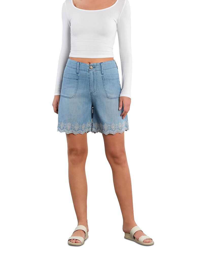 ビリー T レディース ボトムス ハーフパンツ・ショーツ ショートパンツ 刺繍 Billy T Embroide red Scallop Shorts Pure Denim デニム｜ReVida 店