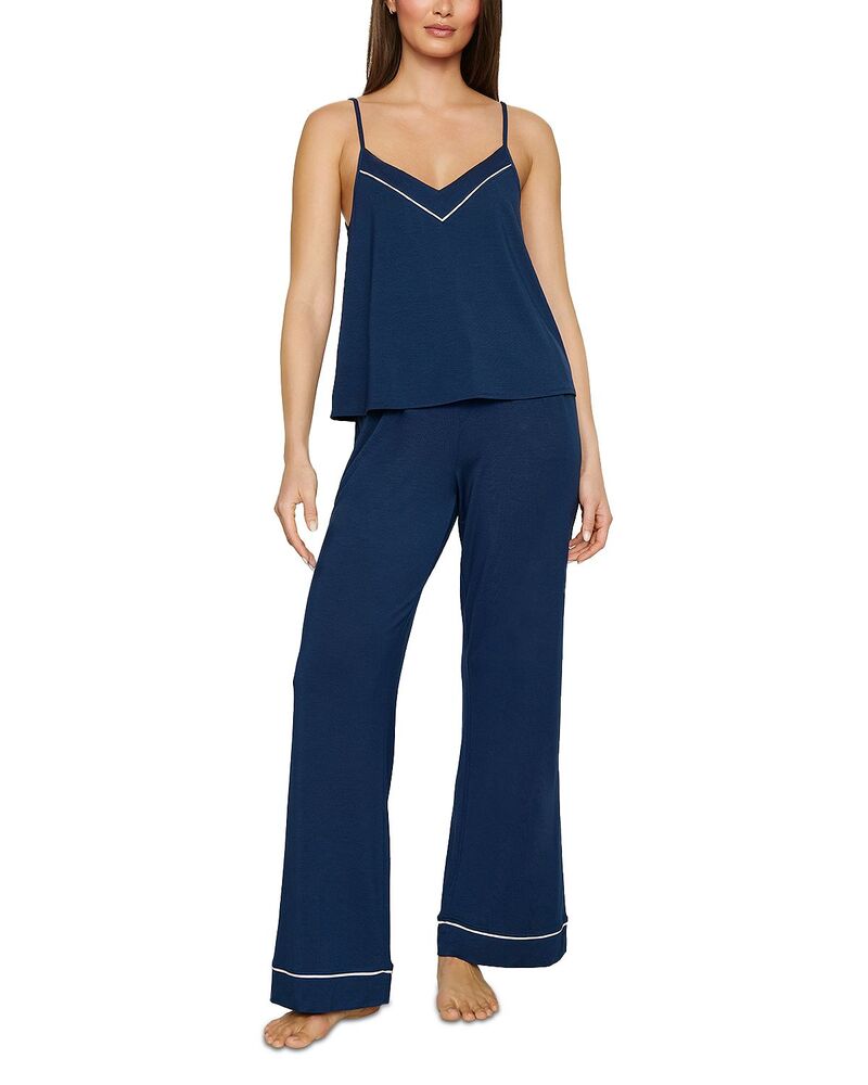 エバージェイ レディース アウター パーカー・スウェット Vネック パンツ Eberjey Gisele Tencel Modal Blend V-Neck Cami & Pants Pajama Set Navy/Ivory アイボリー｜ReVida 店
