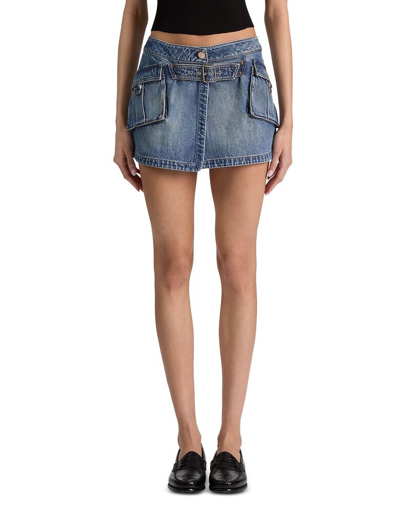 アリスアンドオリビア レディース ボトムスカート ミニ デニム Alice and Olivia Brandy Denim Cargo Mini Skirt Florence Vintage Blue ブルー|ReVida 店