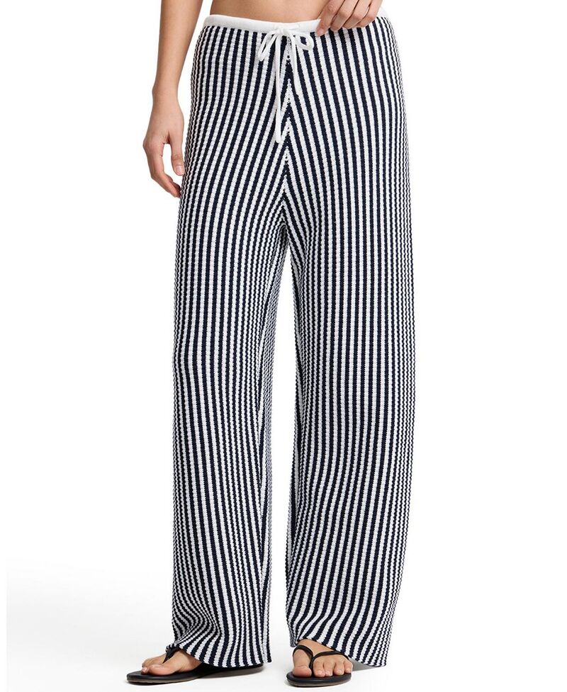 オニア レディース ボトムス カジュアルパンツ Onia Fisherman Drawstring Pant Noir Navy/White ホワイト|ReVida 店