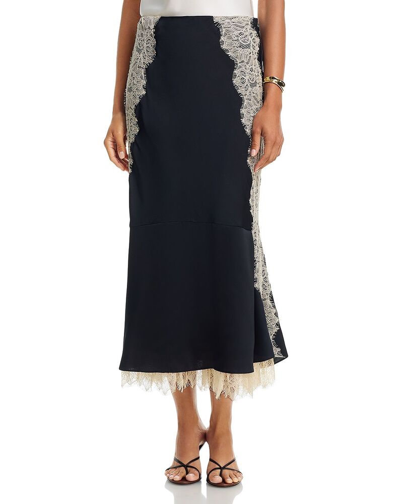 サンク セプト レディース ボトムスカート サテン Cinq Sept Esme Satin Liorembellished Skirt Black/gardenia ブラック｜ReVida 店 65,890円