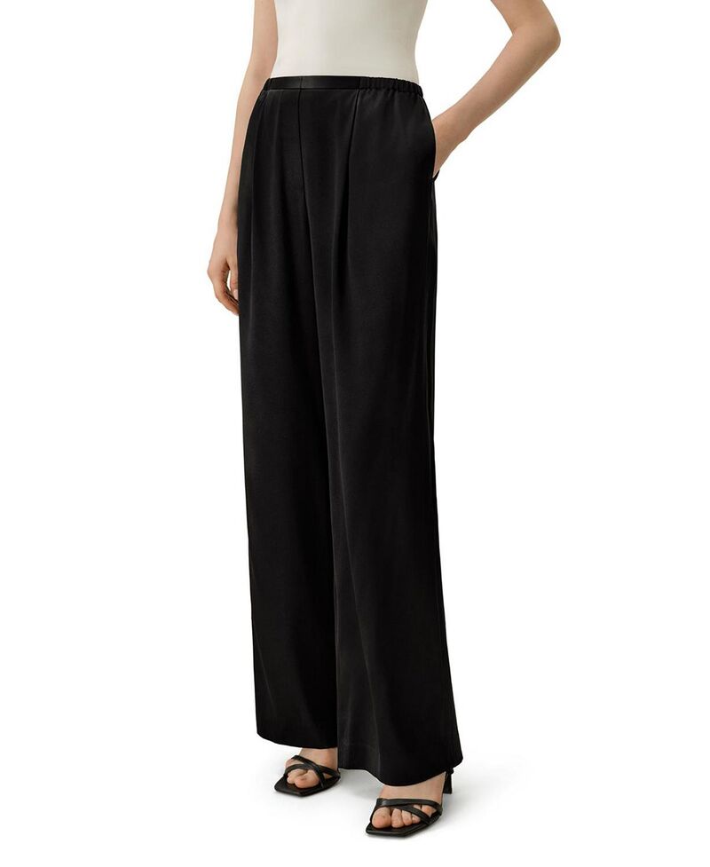 リリーシルク レディース ボトムス カジュアルパンツ LILYSILK Women's Double Faced Silk Charmeuse Pants Black ブラック|ReVida 店
