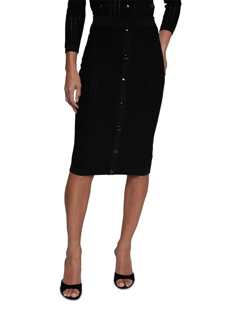 ラジャンス レディース ボトムスカート ニット L'AGENCE Melania Pointelle Knit Skirt Black ブラック|ReVida 店