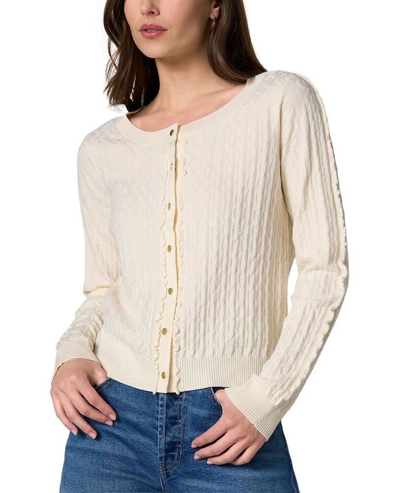 リヴァプール ロサンゼルス レディース アウター カーディガン フリル Liverpoolos Angeles Textu red Ruffled Cardigan Cream クリーム|ReVida 店