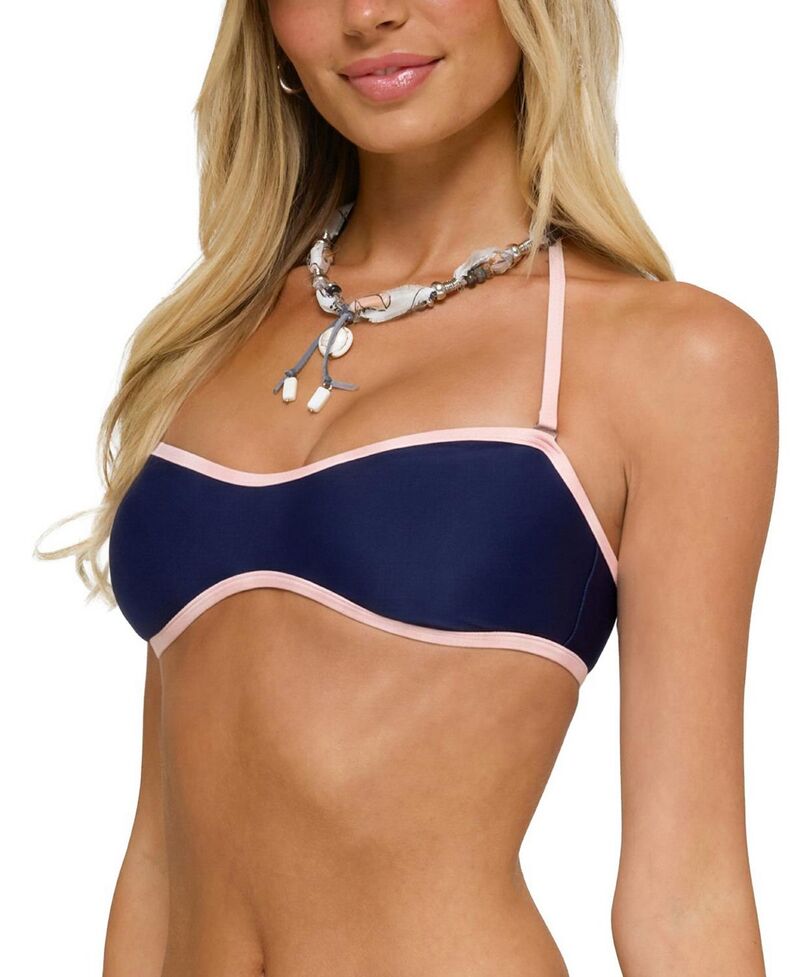 アディクテッド レディース 水着 トップのみ コントラスト ホルター Edikted Kina Contrast Halter Bandeau Bikini Top Navy ネイビー｜ReVida 店