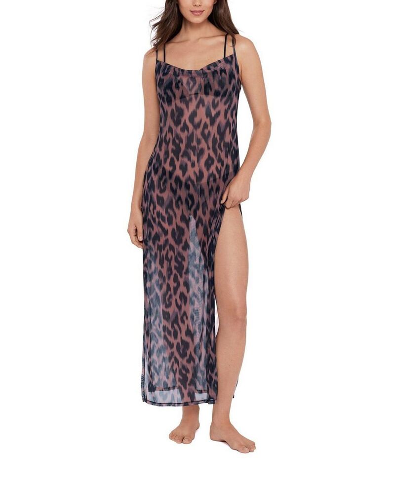 スティーブ マデン レディース トップス ワンピース メッシュ マキシ STEVE MADDEN Mesh Cowl Neck Maxi Dress withigh Slits Cover Up Natural｜ReVida 店