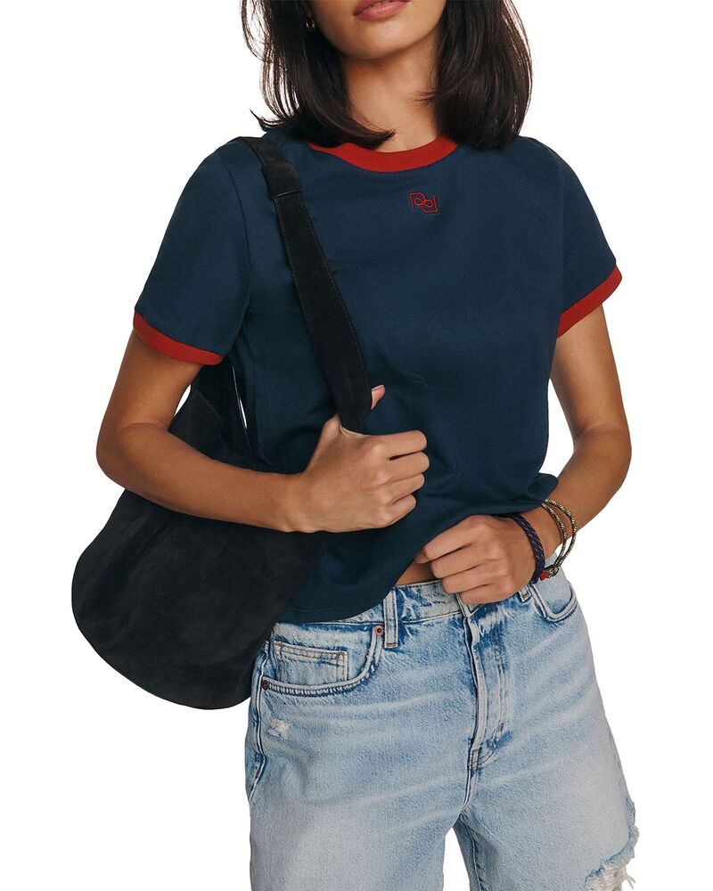 リフォーメーション レディース トップス Tシャツ Reformation Classicrew Tee Midnight Logo|ReVida 店