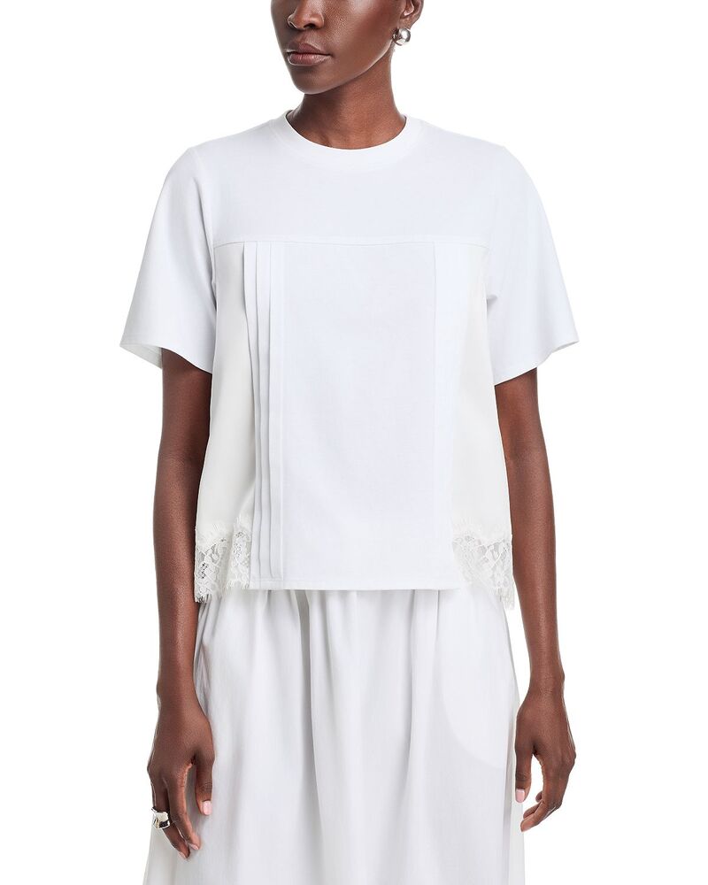 スリーワンフィリップリム レディース トップス Tシャツ サテン レース 3.1 Phillip Lim Satin Lace Combo Tee White ホワイト|ReVida 店