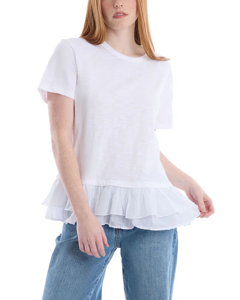 ウィルト レディース トップス Tシャツ WILT Short Sleeve Mixed Media Tee White ホワイト｜ReVida 店