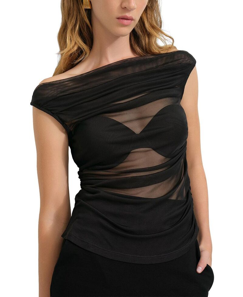 マルセラ レディース トップス シャツ メッシュ Marcella Cooper Mesh Top Black ブラック|ReVida 店