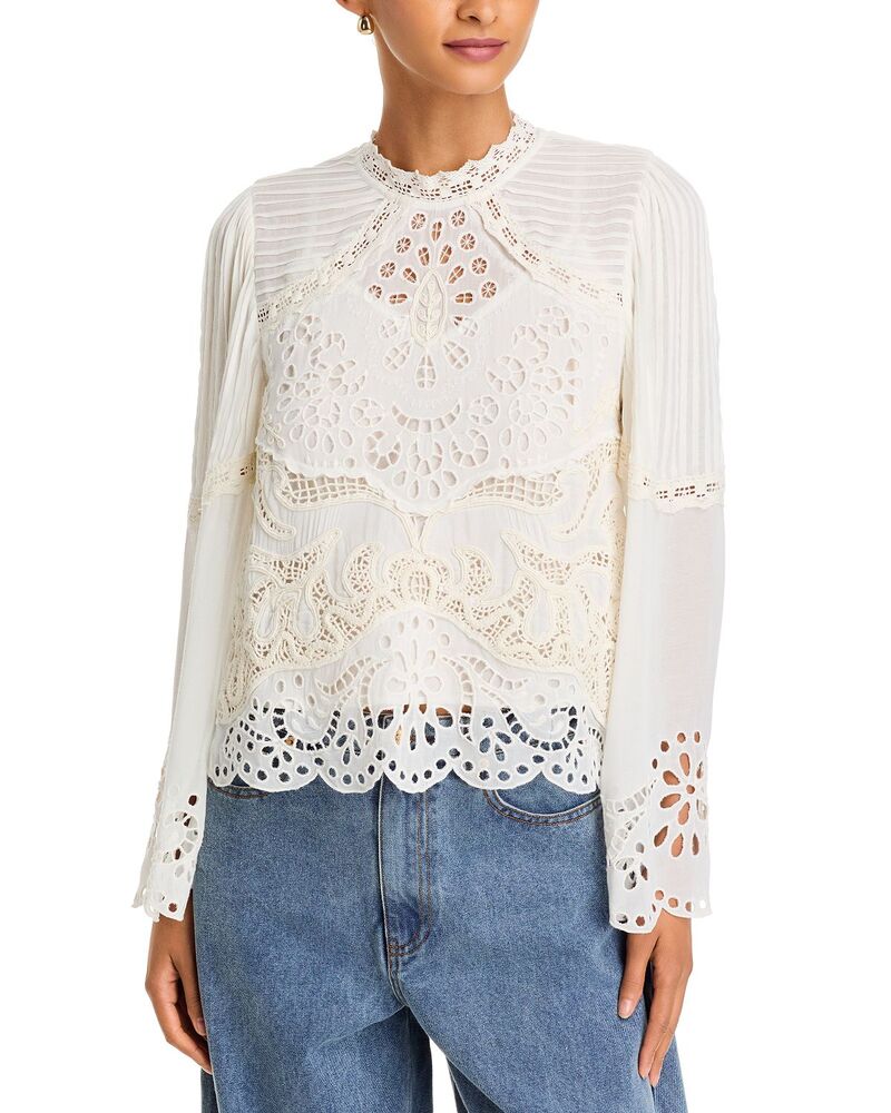 ファーム レディース トップス シャツ ブラウス レース FARM Rio Richilieur Lace Blouse Off-White オフホワイト｜ReVida 店