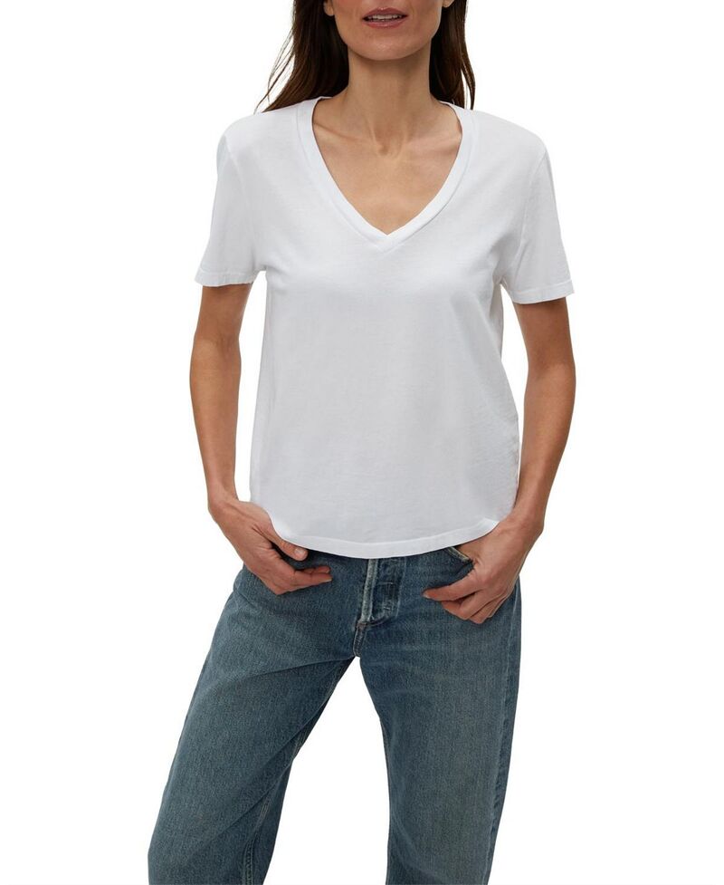 マイケルスターズ レディース トップス Tシャツ Vネック Michael Stars Daria V-Neck Tee White ホワイト|ReVida 店