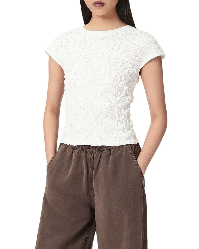 【送料無料】 オールセインツ レディース Tシャツ トップス Luna Crinkle Tee White｜ReVida 店