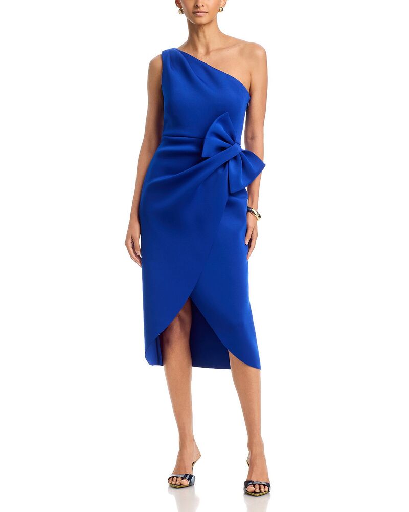 エリザジェイ レディース トップス ワンピース ミディ Eliza J One Shoulder Side Bow Midi Dress Cobalt コバルト｜ReVida 店