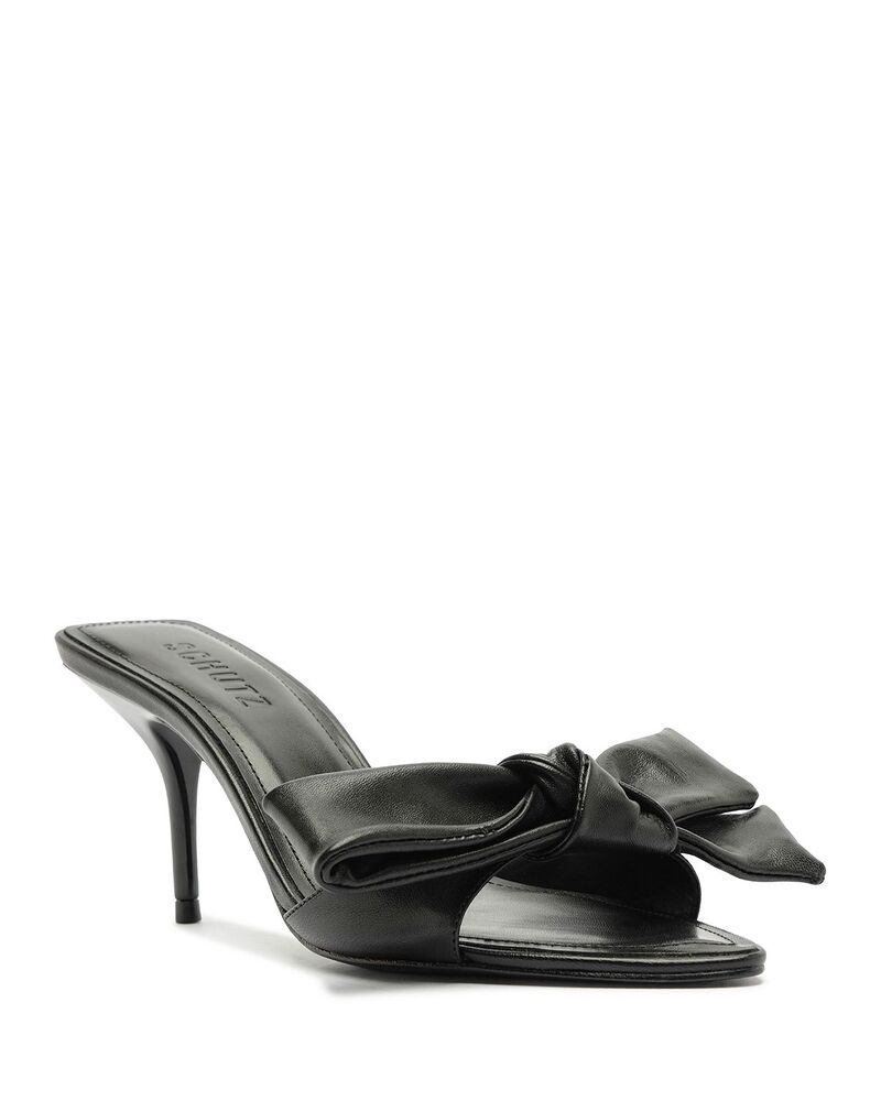 シュッツ レディース シューズ サンダル レザー SCHUTZ Women's Elodie Leather Bow Sandals Black ブラック｜ReVida 店 38,220円