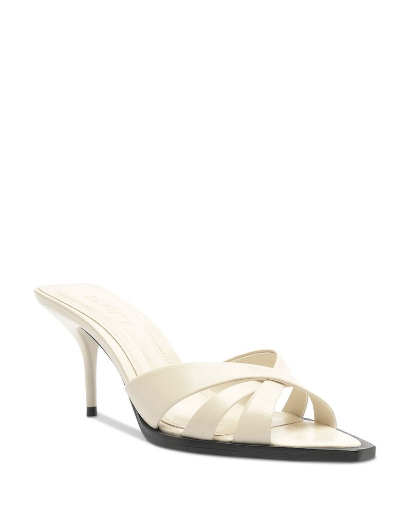 シュッツ レディース シューズ サンダル レザー SCHUTZ Women's Keefa Leather Leaf Mulesugar White ホワイト｜ReVida 店