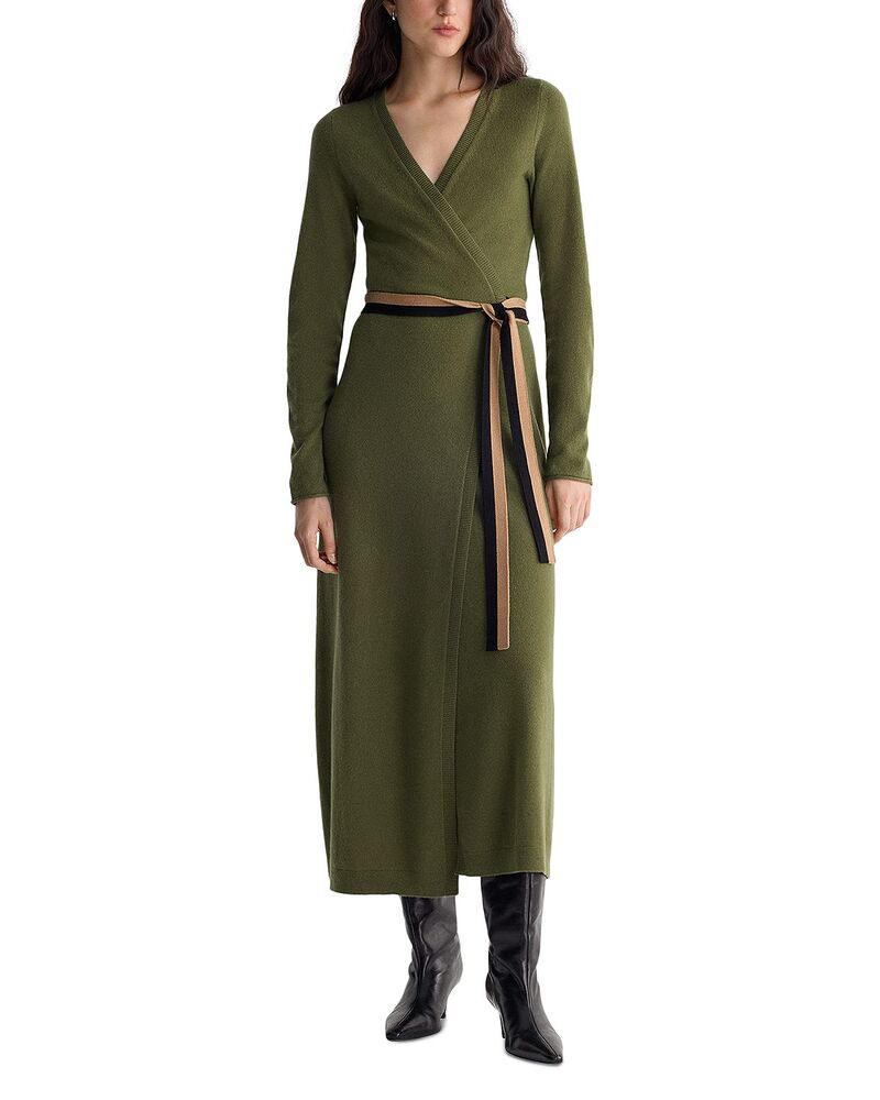 ダイアン フォン ファステンバーグ レディース アウター ニット・セーター ウール DIANE von FURSTENBERG Bellina Wool Cashmere Wrap Sweater Dress Pesto｜ReVida 店