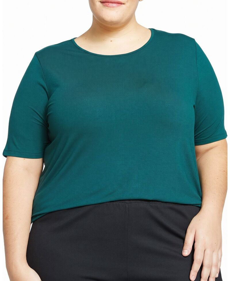 ユニバーサル スタンダード レディース トップス Tシャツ クルーネック プラスサイズ ジャージー Universal Standard Women's Plus Lily Liquid Jersey Crew Neck Stovepipe Tee Forest Green グリーン|ReVida 店