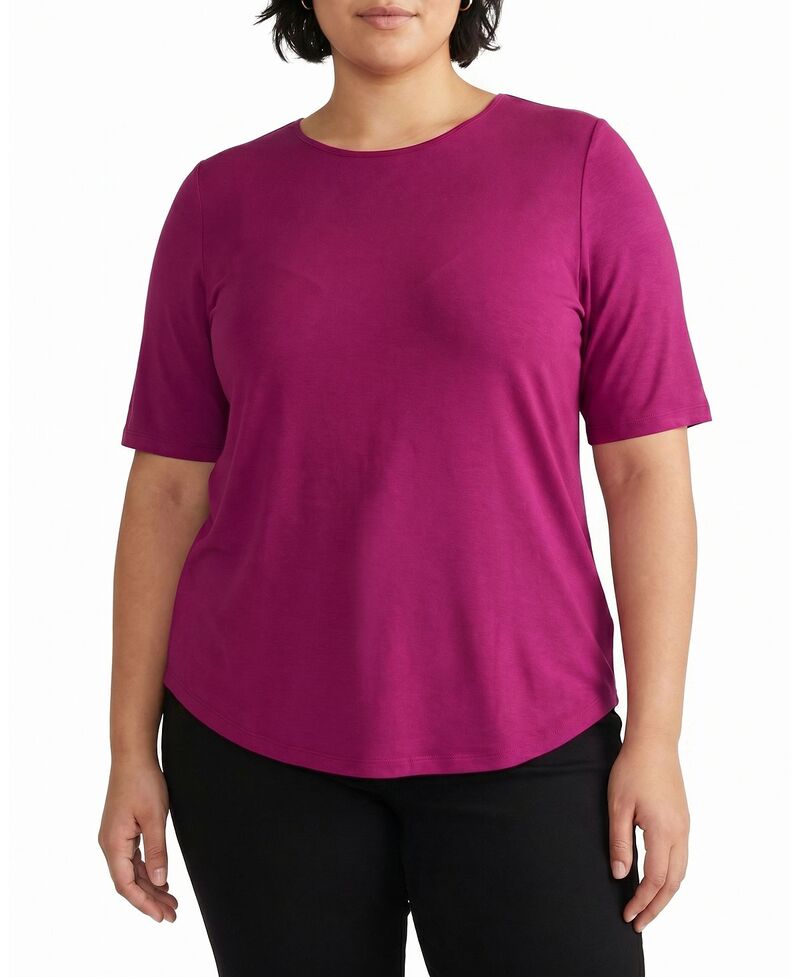 ユニバーサル スタンダード レディース トップス Tシャツ クルーネック プラスサイズ ジャージー Universal Standard Women's Plus Lily Liquid Jersey Crew Neck Stovepipe Tee Rothko Purple パープル|ReVida 店