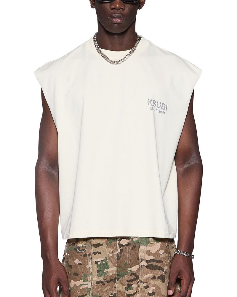 スビ メンズ トップス Tシャツ Ksubi State Halen Cut Off Tee Natural|ReVida 店