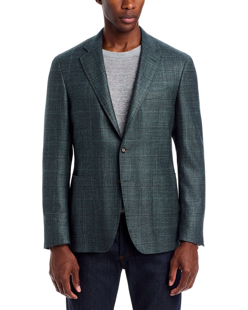 カナーリ メンズ アウター ジャケット・ブルゾン ウール シルク コート Canali Kei Wool Silk & Cashmere Plaid Unstructu red Trim Fit Sport Coat Green グリーン｜ReVida 店