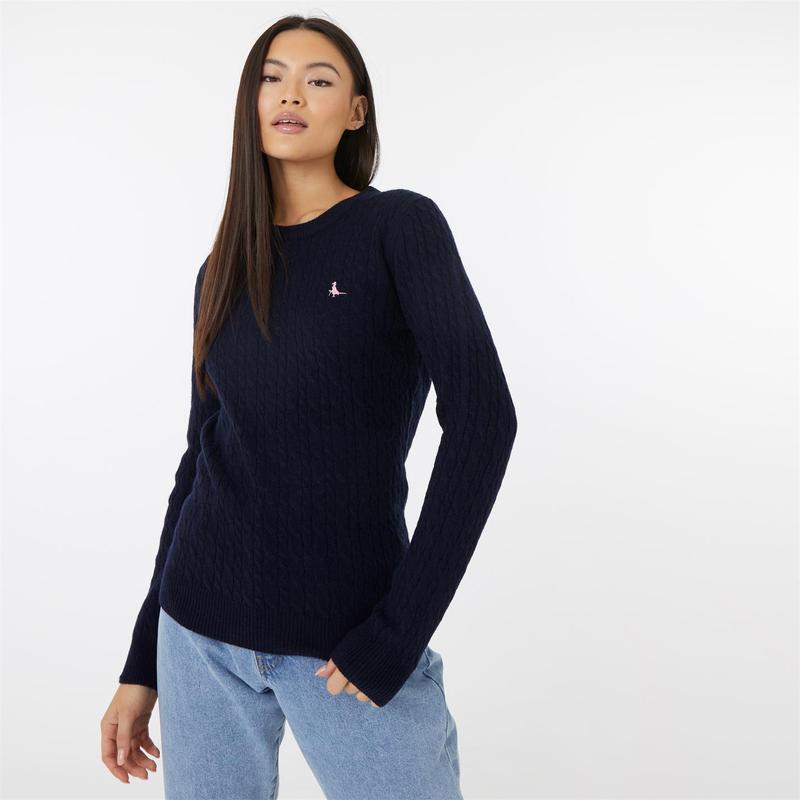 ジャック ウィルス レディース アウター ニット・セーター ウール ニット Jack Wills Tinsbury Merino Wool Cable Knitted Jumper Navy ネイビー