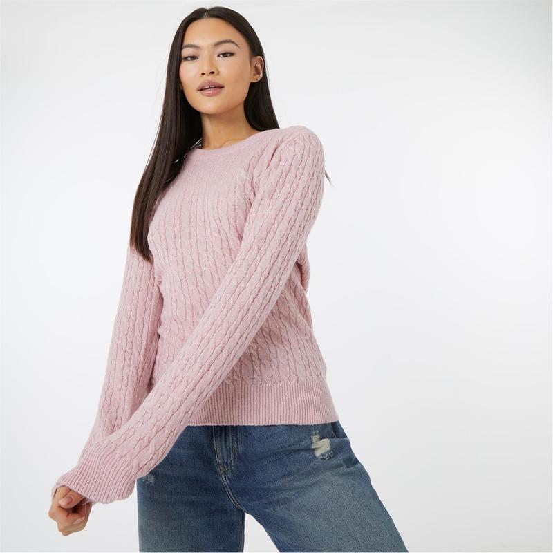 ジャック ウィルス レディース アウター ニット・セーター ウール ニット Jack Wills Tinsbury Merino Wool Cable Knitted Jumper Pink ピンク