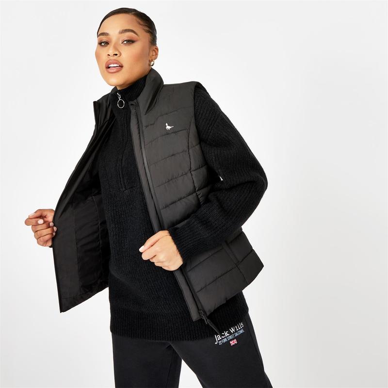 手玉 濾過性病原体 レディース アウター 上衣・上衣 ジレ Jack Wills Eco Badwell Lightweight Puffer Gilet Black 黒いこと