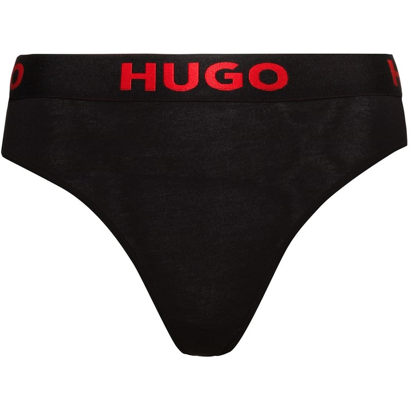 フューゴ レディース アンダーお召しもの ズボン下 綿織物 Hugo Stretch Cotton Thong Black 001 黒いこと レディース-ショーツ-インナー・下着・ナイトウェア