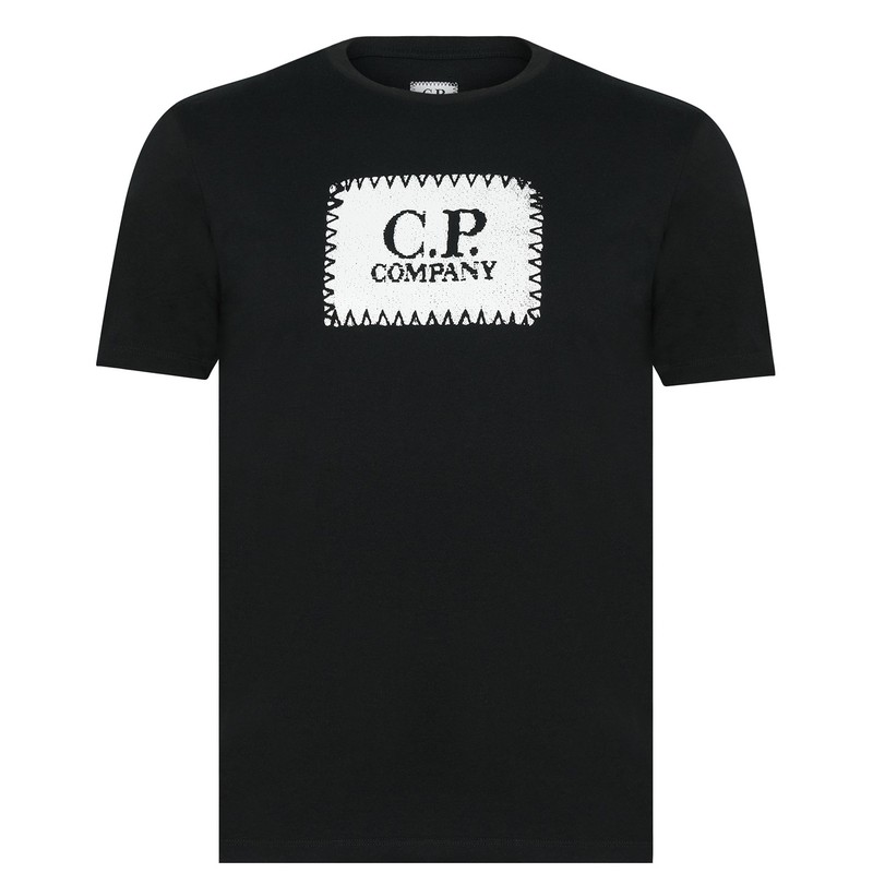 シーピーカンパニー メンズ トップス Tシャツ ロゴ CP COMPANY 30/1 Block Logo T Shirt Black 999 ブラック