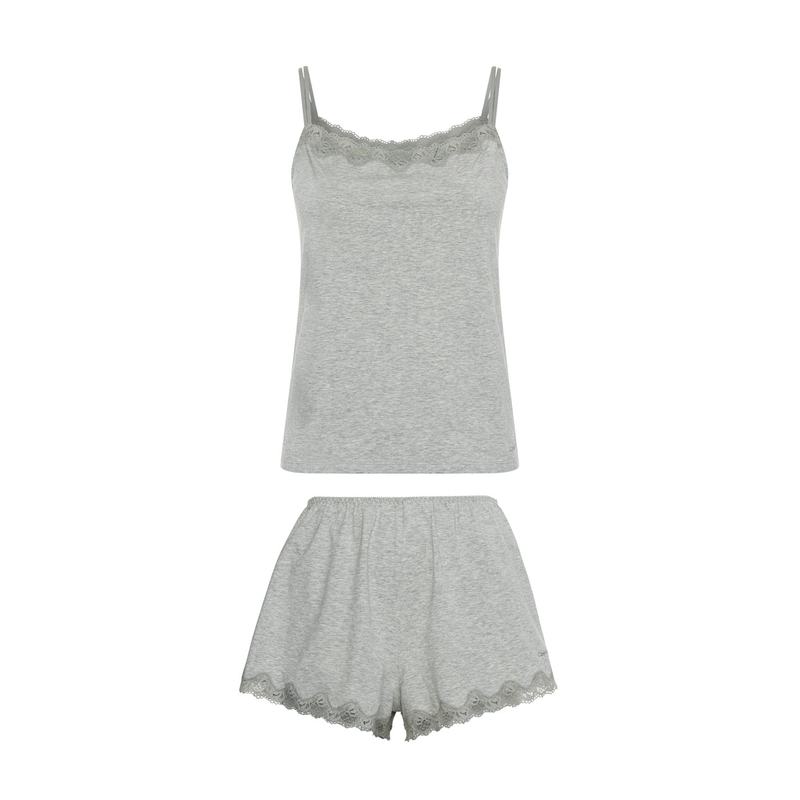 カルバンクライン レディース ナイトウェア アンダーウェア Sleeveless Short Set Grey Heather
