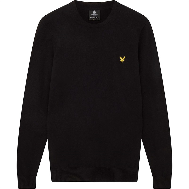 ライルアンドスコット メンズ アウター ニット・セーター ニット Lyle and Scott Lyle MerinoCrew Knit Sn00 Jet Black Z865 ブラック|ReVida 店